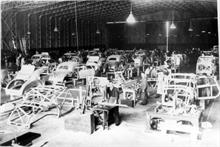 Duncan Industries (Engineering) Ltd, Park Hall, New Road, North Walsham. Duncan Alvis assembly line at Swannington Airfield in autumn 1947
