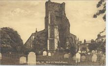 Parish Church yard, North Walsham, note tombstones and railings still in situ.