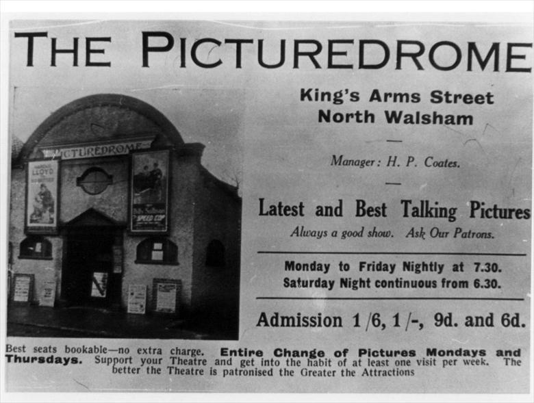 Photograph. The Picture Drome, Kings Arms Street, North Walsham. (North Walsham Archive).