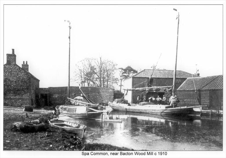 Photograph. Spa Common Staithe, North Walsham, near Bacton Wood Mill (North Walsham Archive).