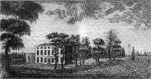 An etching of Westwick House, 