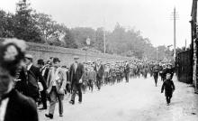 Friendly Societies' parade along Yarmouth Road, North Walsham.