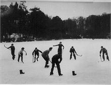 Ice hockey on Westwick Pond, near North Walsham.