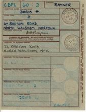 Identity Card of Doris Rayner, nee Marjoram. Her father , Fred, established Marjoram's Outfitters in 1901.
