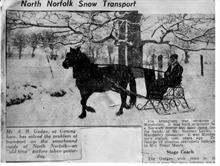 Mr A.R.Gedge, of Gimingham, driving his wrought iron sledge in 1968