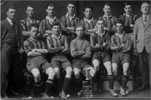 North Walsham Hornets football team, 1929-30 season, winners of the Melton Challenge Cup. Alma Hicks top left.