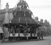 North Walsham Market Cross decorated for the Coronation of King George VI - 12th May 1937.