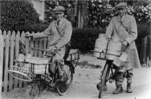 Nth.Walsham milkmen.Geoffrey (Freddie) Jarvis, later of fish shop & Stanley Scott, later own Milk Business on Station Road, in early days.