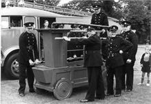 The rebuilt North Walsham fire pump exhibited after its restoration by the Fire Service