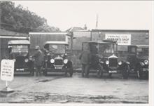 Vintage cars on display outside Hannant's on Bacton Road.