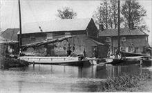 Wherries at Bacton Wood Bridge, Spa Common on the North Walsham-Dilham Canal. Ling collection.