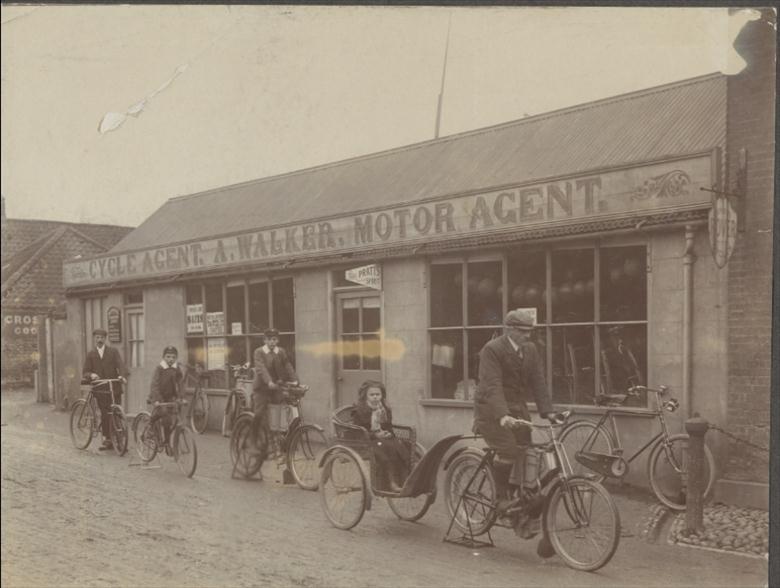 Albert Walker, Cycle Agent, Yarmouth Road, North Walsham. (North Walsham Archive) Photograph. Albert Walker, Cycle Agent, Yarmouth Road, North Walsham. (North Walsham Archive).