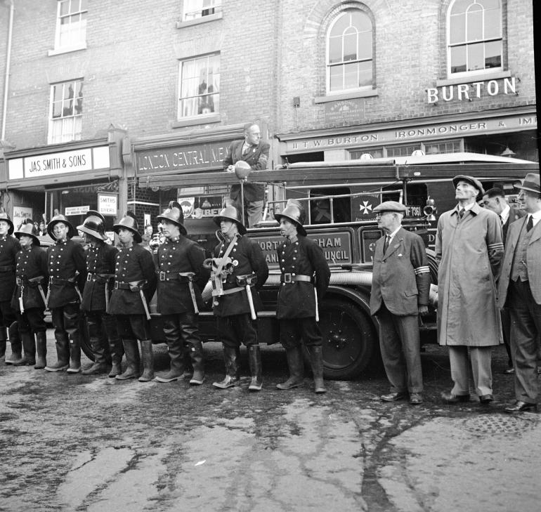 Photograph. ARP exercises in North Walsham Market Place (North Walsham Archive).