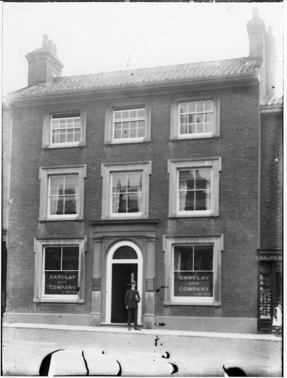 Photograph. Barclays Bank, Market Place, North Walsham, pre 1911 (North Walsham Archive).