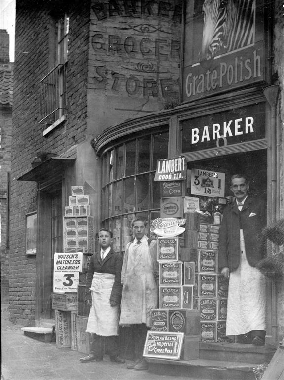 Photograph. Barker's Grocers in The Butchery, North Walsham. (North Walsham Archive).