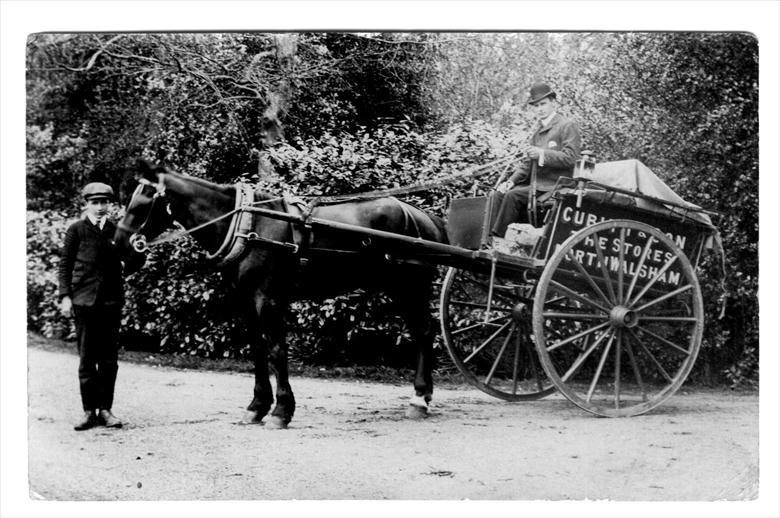 Photograph. Cubitt & Sons Trap from its Grocery Shop , 6 Kings Arms Street, North Walsham. (North Walsham Archive).