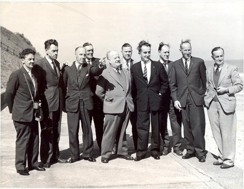 Photograph. Dutchmen reunited with coastguards at Mundesley. (North Walsham Archive).