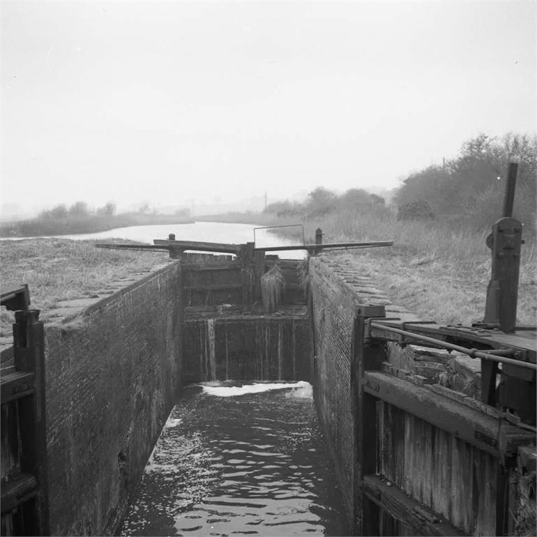 Photograph. Ebridge Lock taken in February 1954 (North Walsham Archive).