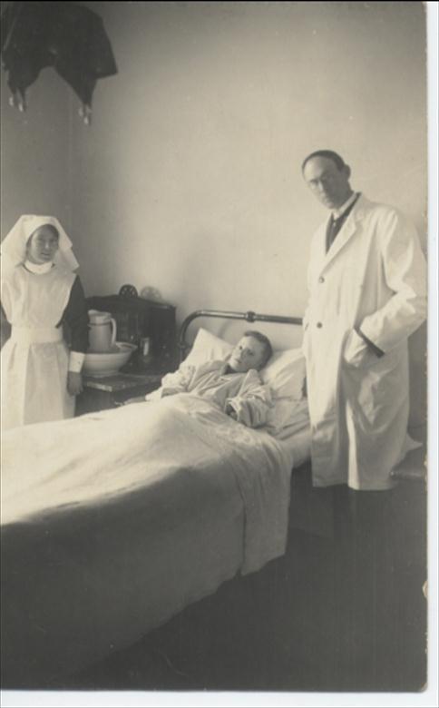 Photograph. First patient Cottage Hospital (North Walsham Archive).