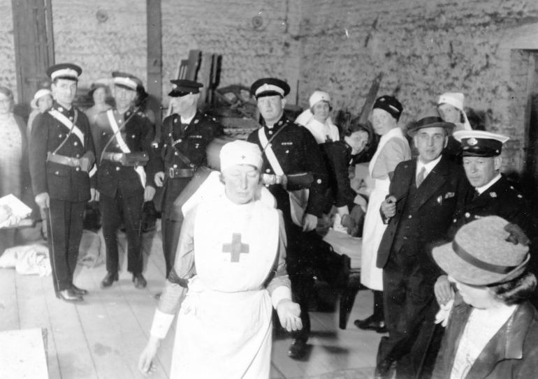 Photograph. St John Ambulance A. R. P. Exercise (North Walsham Archive).