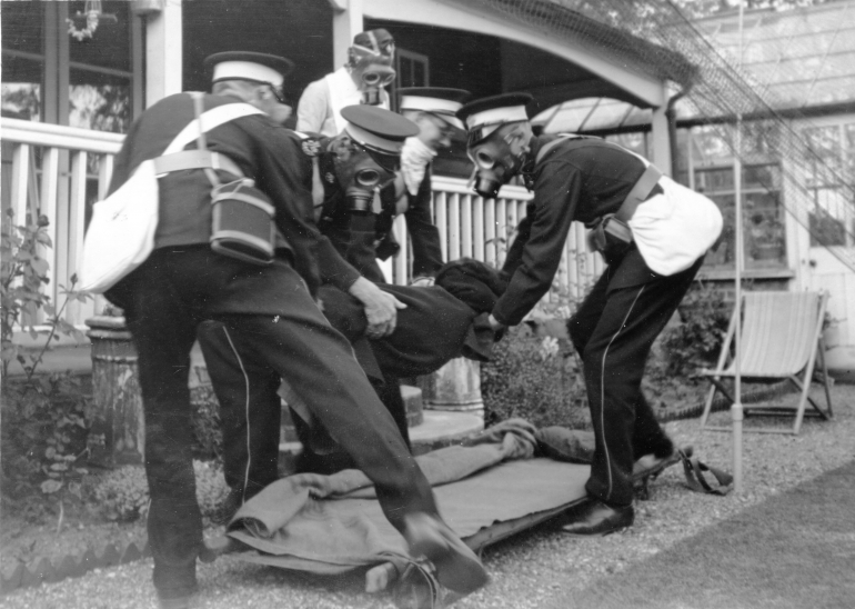 Photograph. St John Ambulance A. R. P. Exercise (North Walsham Archive).