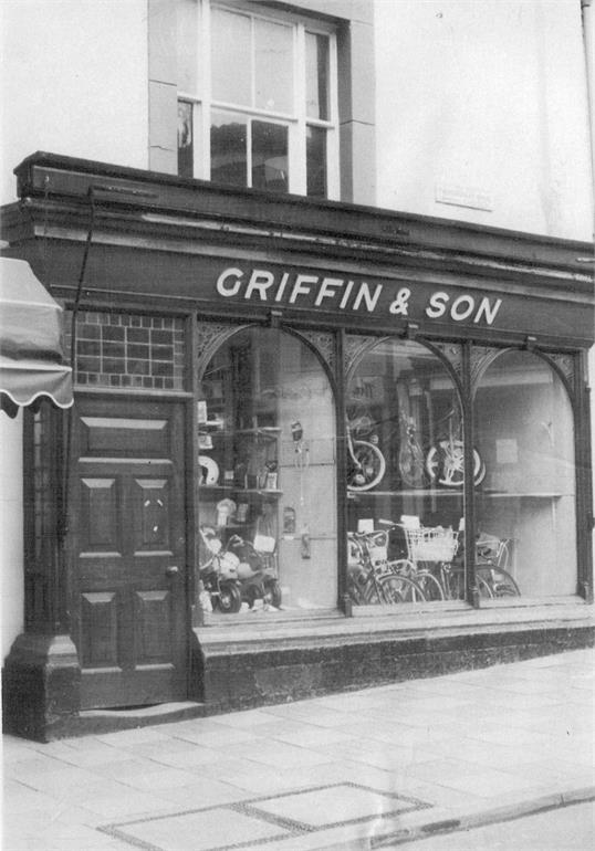 Photograph. Griffin's Cycle Shop on Market Street, North Walsham. (North Walsham Archive).