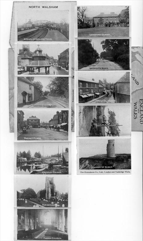 Photograph. Guide to North Walsham - postcard - mini photos concealed in book (North Walsham Archive).