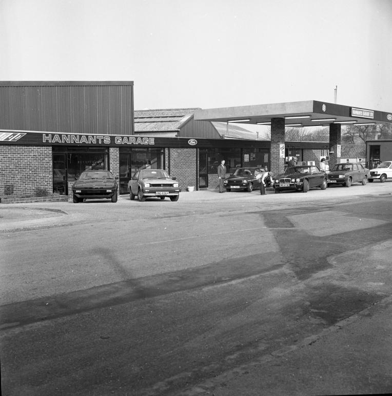 Photograph. Hannant's Garage, Bacton Road, North Walsham (North Walsham Archive).