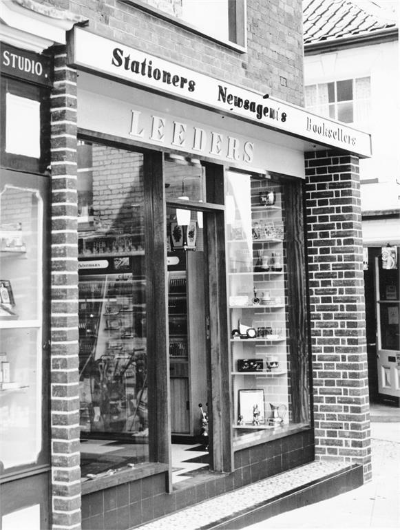 Photograph. Leeders Stationery Shop in North Walsham Market Place (North Walsham Archive).