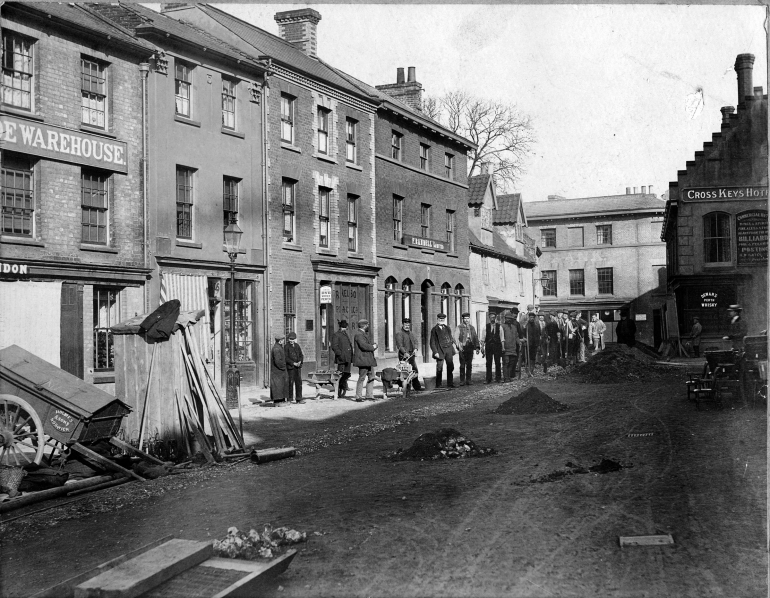 Photograph. Market Place surface metalling (North Walsham Archive).
