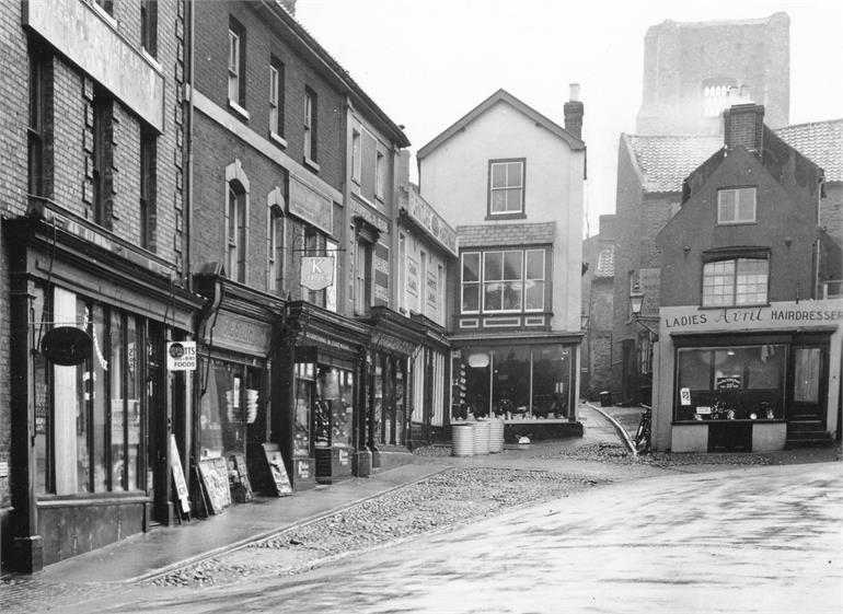 Photograph. Market Street in North Walsham. (North Walsham Archive).