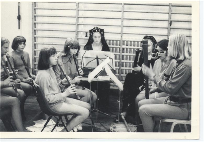 Photograph. Musicians for production of 'Alice' at Girls' High School. (North Walsham Archive).