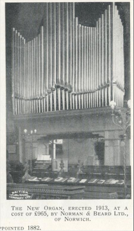 Photograph. New Organ by Norman and Beard Ltd. of Norwich (North Walsham Archive).