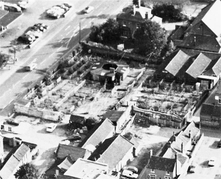 Photograph. North Walsham Cattle Market aerial view (North Walsham Archive).