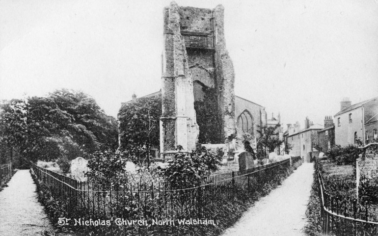 Photograph. North Walsham Churchyard, looking east (North Walsham Archive).