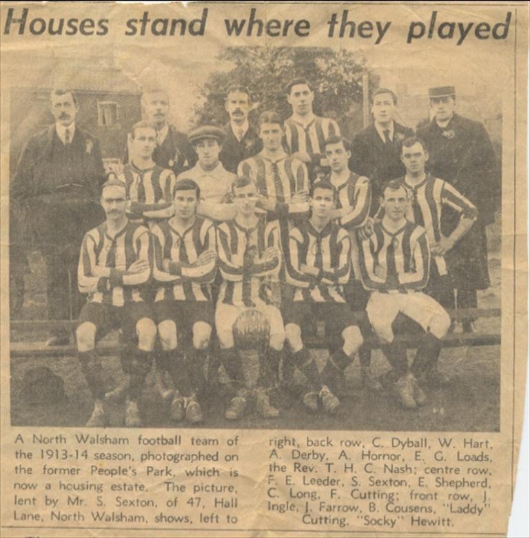 Photograph. North Walsham Football Team of the 1913 to 1914 season. (North Walsham Archive).