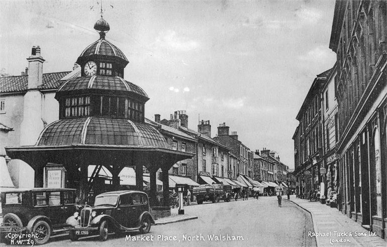 Photograph. North Walsham Market Place and Market Cross (North Walsham Archive).