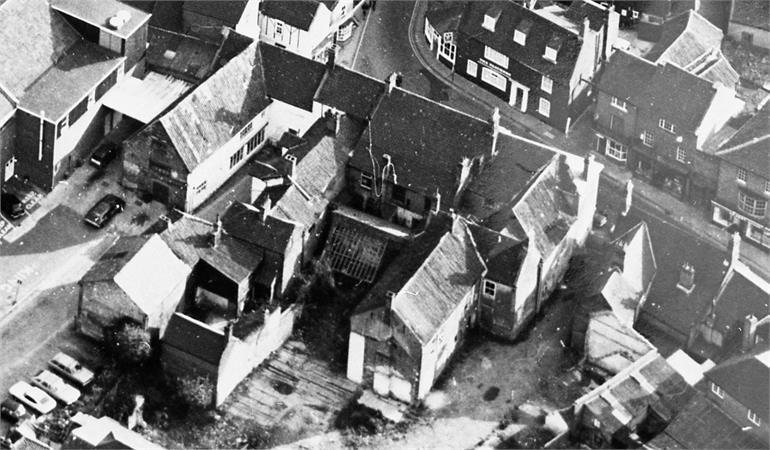 Photograph. North Walsham Old Bear's Yard aerial view (North Walsham Archive).