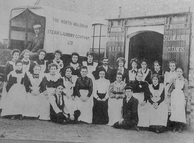 Photograph. North Walsham Steam Laundry, Laundry Loke, North Walsham. C1904... before the fire of 1906 (North Walsham Archive).