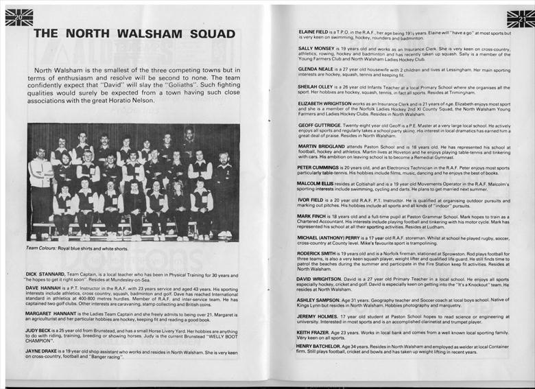 Photograph. The North Walsham Team who were successful in their heat against Norwich and Great Yarmouth in Jeux Sans Frontieres (North Walsham Archive).