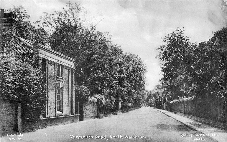 Photograph. Oaks Lodge and Yarmouth Road, North Walsham. (North Walsham Archive).