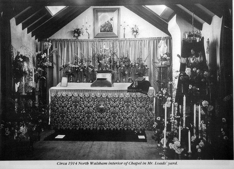 Photograph. Roman Catholic Chapel over Loads' shop, Market Place, North Walsham (North Walsham Archive).