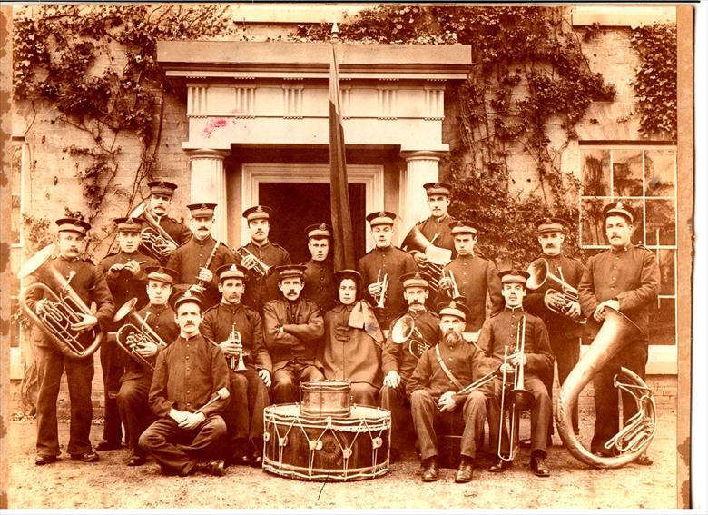 Photograph. Salvation Army Band, 1902. Outside Beech Grove (North Walsham Archive).