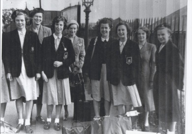 Photograph. School visit to Belgium with Miss Middlewood. (North Walsham Archive).