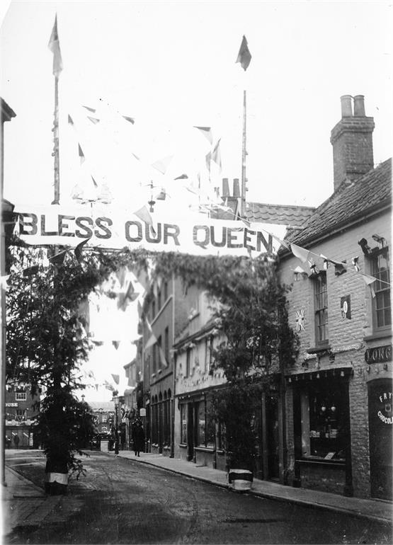 Photograph. Setting up for the King George V Coronation celebrations 1911. (North Walsham Archive).
