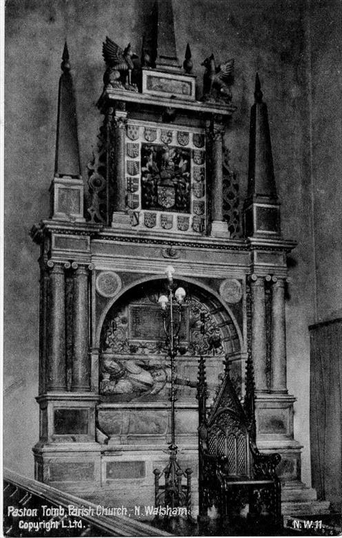 Photograph. St Nicholas Church, North Walsham - Sir William Paston's Tomb (North Walsham Archive).