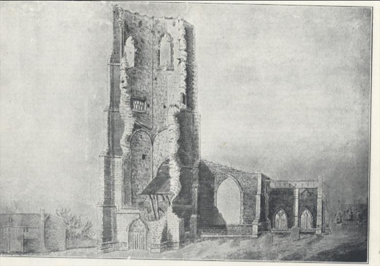St Nicholas' Church Tower after 1724 but before a second fall in 1835