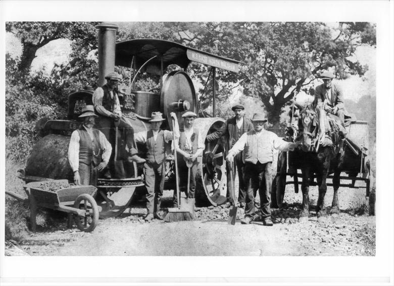 Steam Roller Team of W.B.Gaze, Ltd, Bacton Road. (North Walsham Archive) Photograph. Steam Roller Team of W.B.Gaze, Ltd, Bacton Road. (North Walsham Archive).