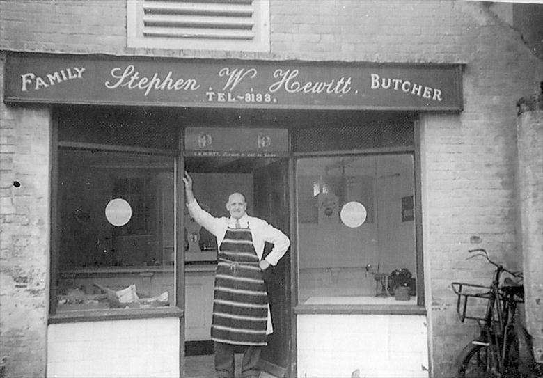 Photograph. Stephen Hewitt, Butcher, Mundesley Road, North Walsham....at end of career. (North Walsham Archive).