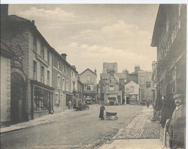 Photograph. Top end of Market Street. (North Walsham Archive).